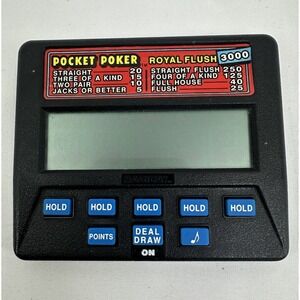 Electronic Handheld Game -Pocket Poker Royal Flush 3000 Model 1310 Radica tested